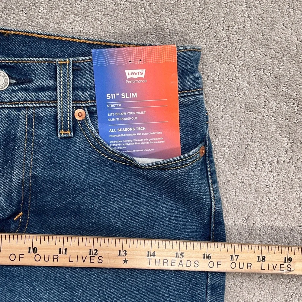 Levi's 511 Jeans Men 28W‎ 30L Blue Slim Stretch PC9-04511-4779 All Seasons Tech